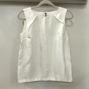 Cop Copine Casablanca Top White Sleeveless Textured Blouse Minimalist Modern EUC